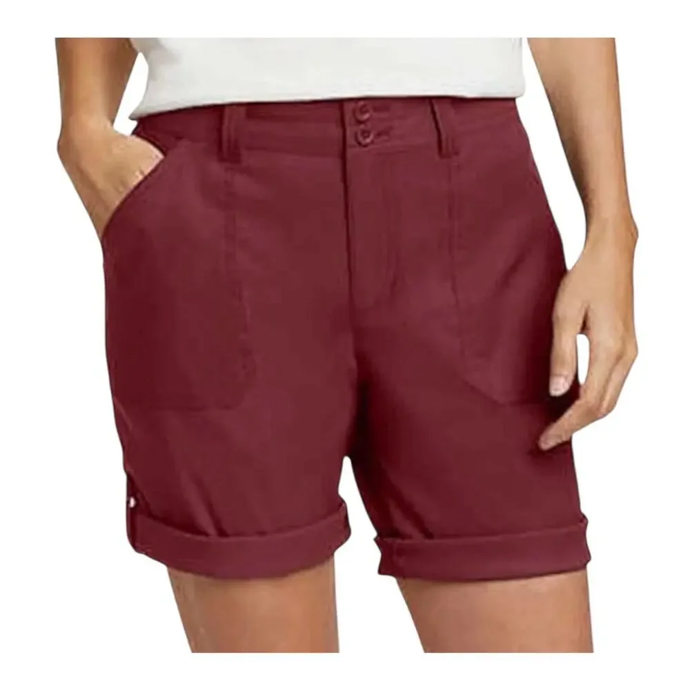 Eddie Bauer Women’s Bermuda Shorts Stretch UPF 50 Rolled Hem Burgundy Size 14